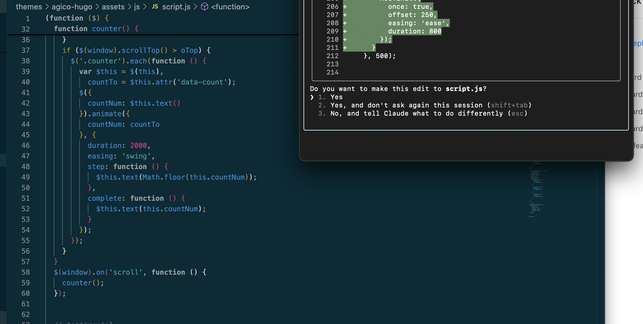 Claude Code CLI terminal interface showing AI assistant helping with code development and file management