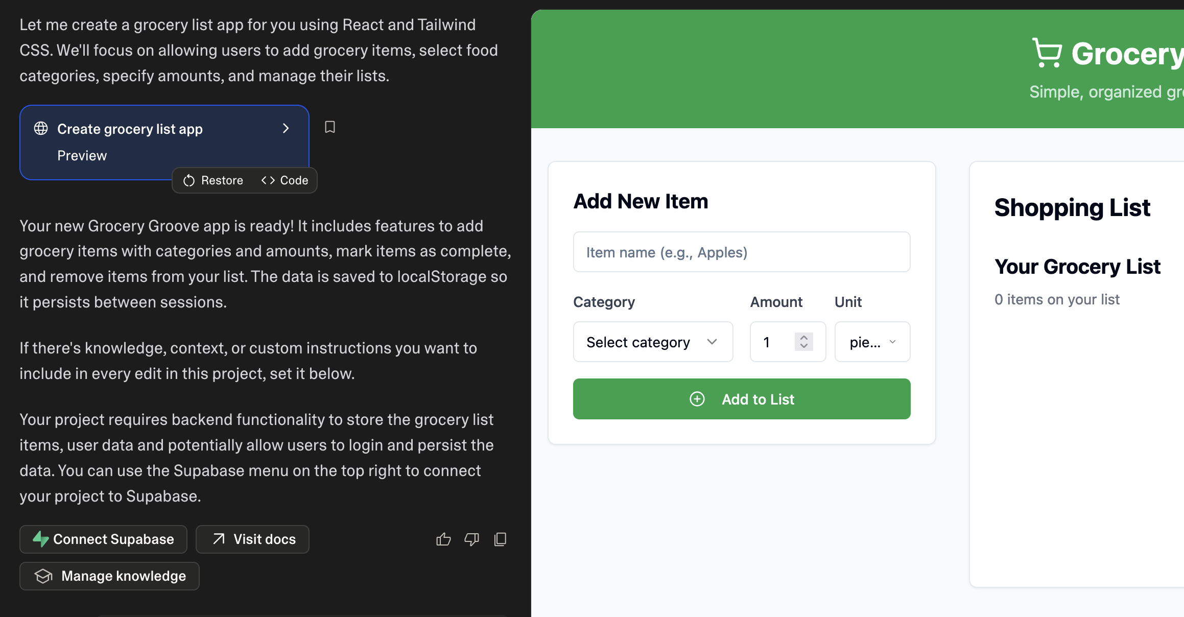 Lovable AI platform interface generating full-stack applications from natural language descriptions with complete frontend and backend