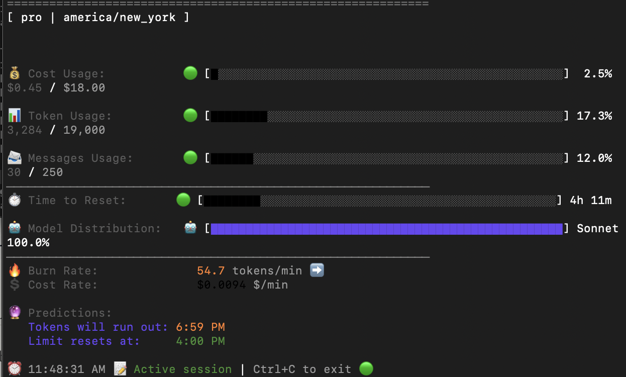 Claude Code Usage Monitor showing real-time token consumption