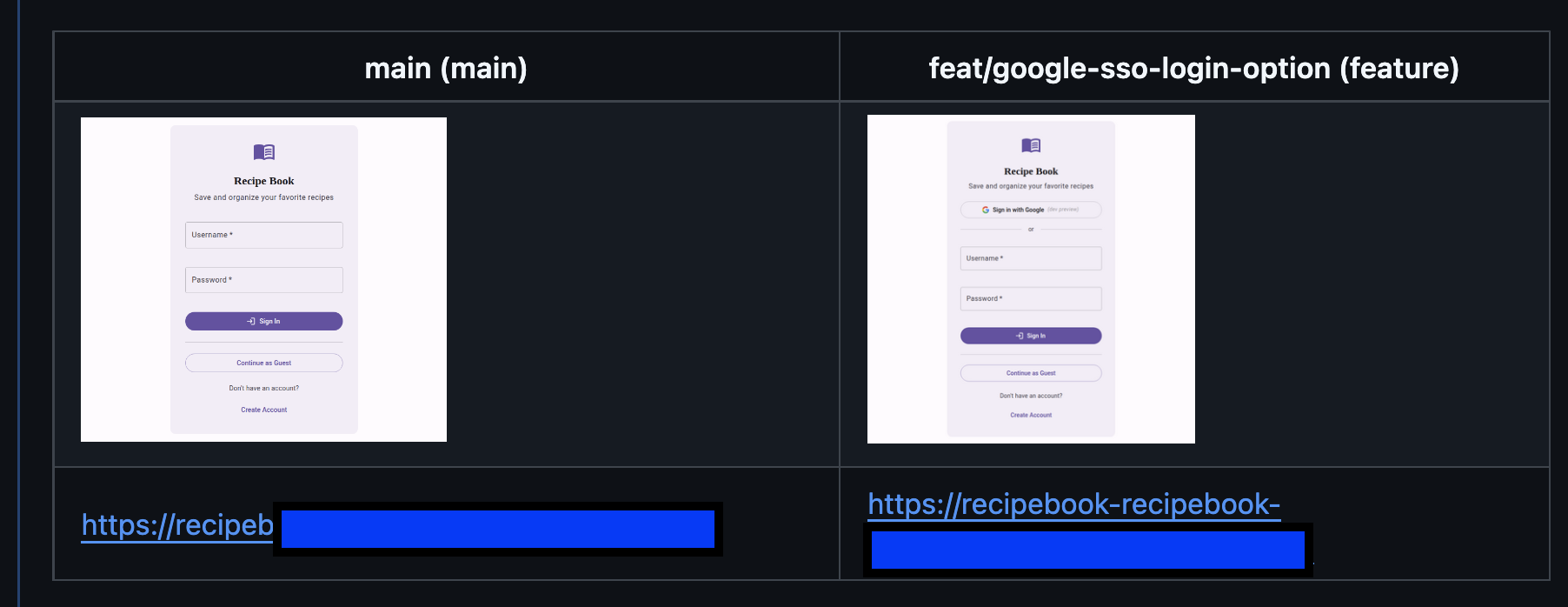 Visual git diff for a PR, show what a frontend change looks like