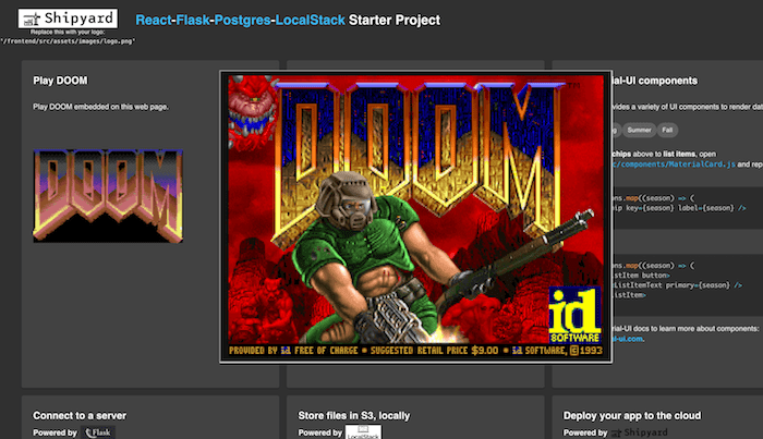 Doom React Flask Postgres Starter Modal Example